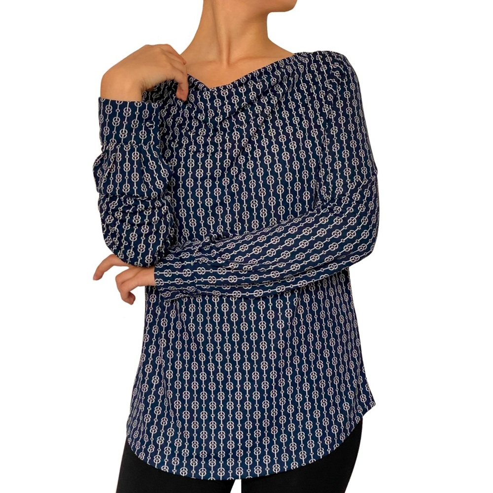 Ann Taylor chain link cowl neck blouse